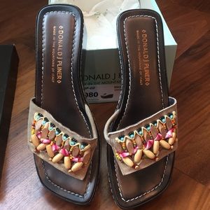 Donald Pliner SIFI Beaded Wedge 8 bronze Metallic